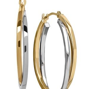 Intertwined hoop earrings in 14 K